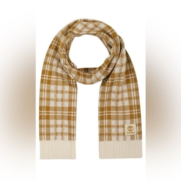 Timberland Chunky Knit Birdseye Scarf Plaid Checkered Cabincore Outdoors - Picture 1 of 9